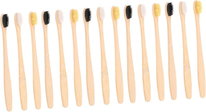 15 فرشاة أسنان بشعيرات ناعمة بمقبض ذيل حورية البحر للعائلة للعناية الفموية المستدامة - Image 1