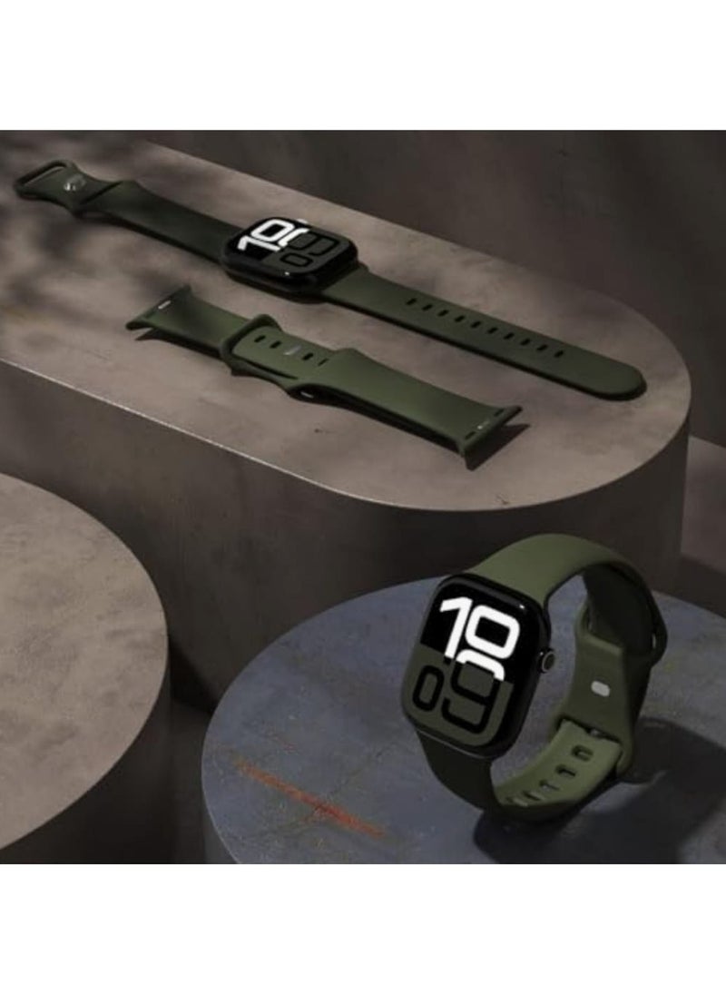 traditious - Sport Straps for Apple Watch – Soft Silicone Replacement Bands Compatible with Apple Watch Series 10, 9, 8, 7, 6, 5, 4, 3, 2, 1, SE (38mm, 40mm, 41mm, 42mm) for Women & Men - Dark Green - Image 1