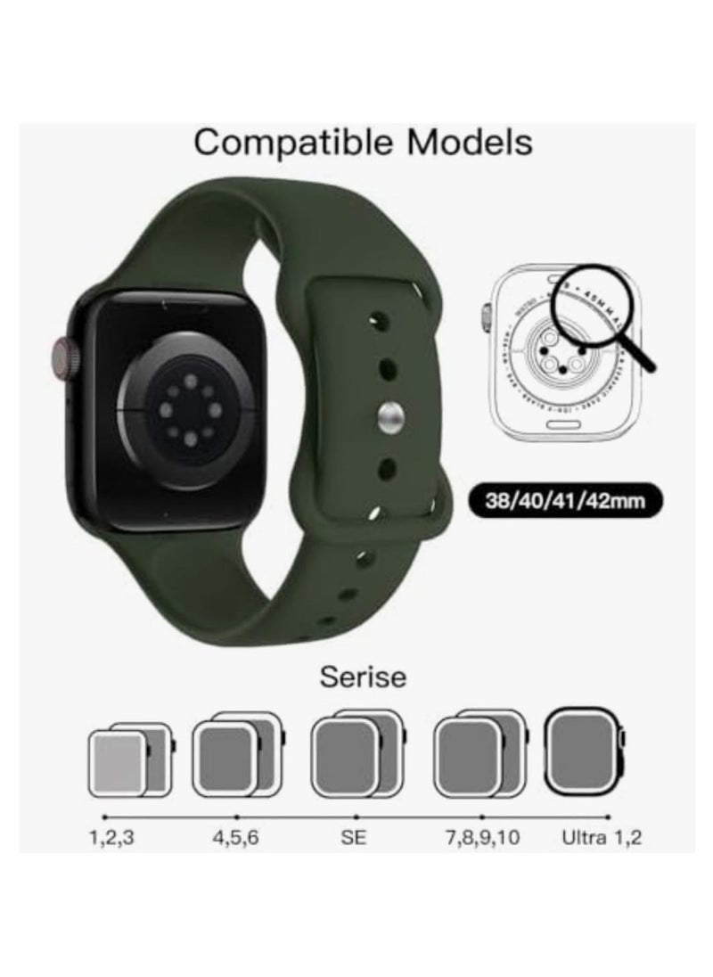 traditious - Sport Straps for Apple Watch – Soft Silicone Replacement Bands Compatible with Apple Watch Series 10, 9, 8, 7, 6, 5, 4, 3, 2, 1, SE (38mm, 40mm, 41mm, 42mm) for Women & Men - Dark Green - Image 1