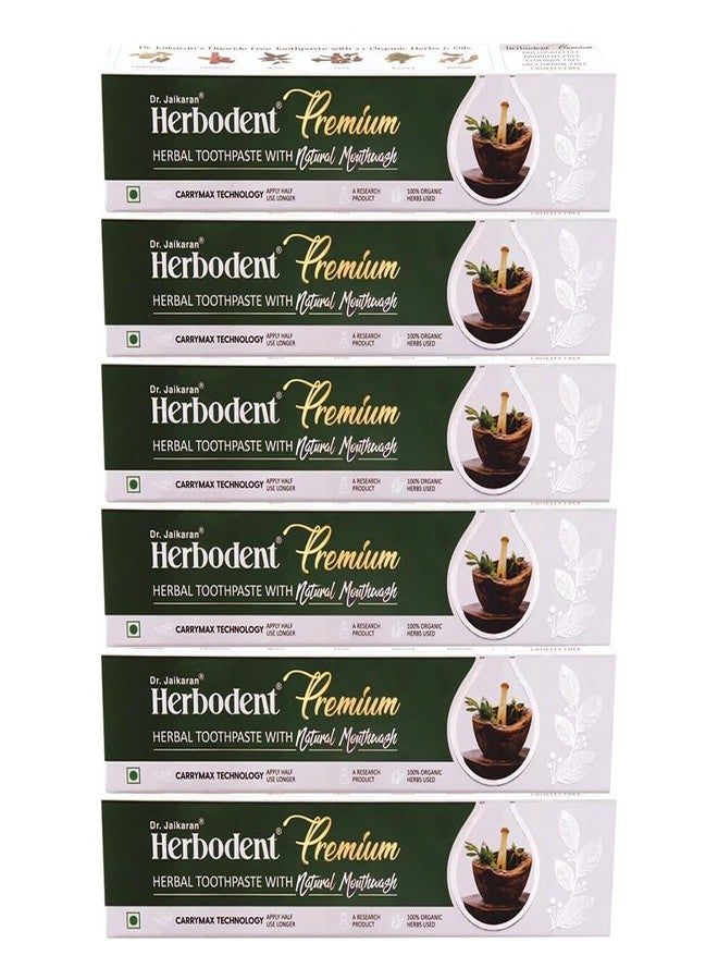 Herbodent® Premium Toothpaste - 3.53 oz Pack of 6 | A Unique Blend of 21 Herbs Like Neem, Clove, Cinnamon, Cardamom with Natural Mouthwash - No Paraben, No Fluoride, No Saccharin, No Triclosan - Image 1