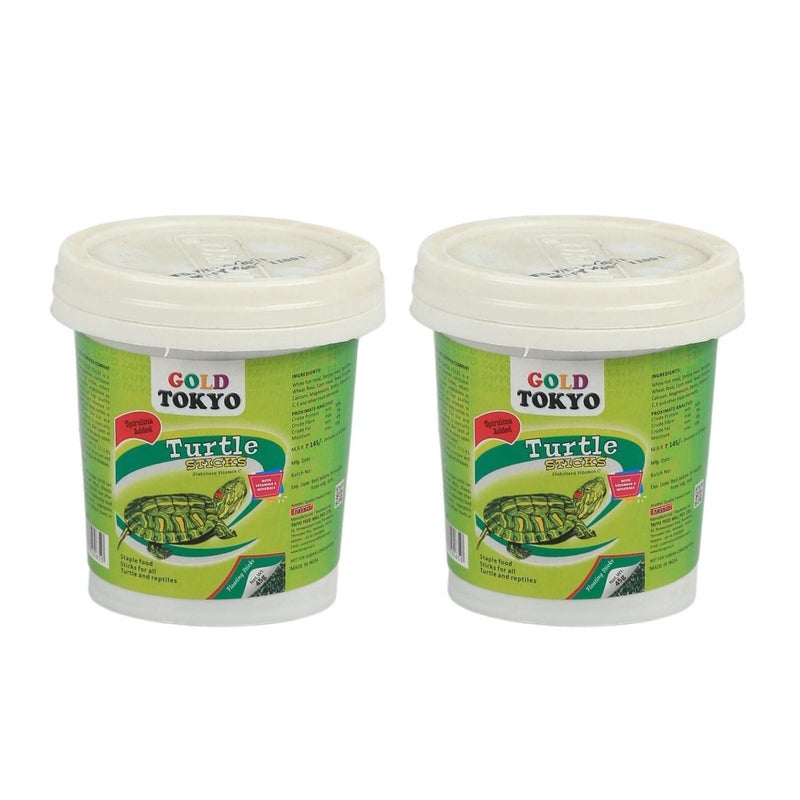 TAIYO حاوية طعام السلاحف المميزة من جولد طوكيو، 45 جرام (عبوة من 2) | عصي مضافة مع سبيرولينا وفيتامين سي المستقر | مناسبة للسلاحف في جميع مراحل الحياة - Image 1