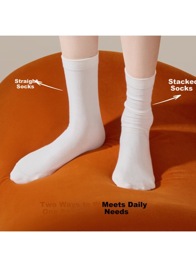 Secretworld Women's Pure Cotton Mid-calf Socks Maternity Pile Socks Autumn Winter 10a Antibacterial Odor-resistant Seamless White Cotton Socks - Image 5