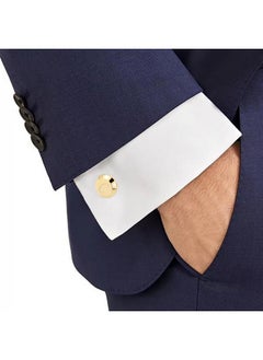 GWD Cufflinks For Men Stainless Steel Golden Initial Cuff Links Alphabet Letter A-Z Groom Father Gift (Gold C)  - Image 5