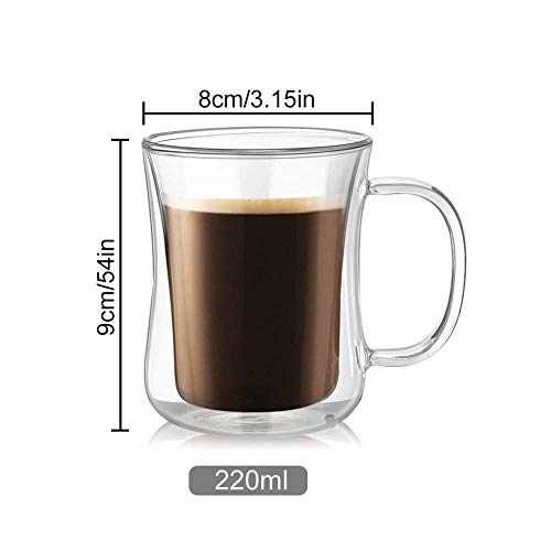 we3 Double Wall Thermal Insulated Stackable Glass Mug with Handle (220 ml, Pack of 2, Silver) - Image 2