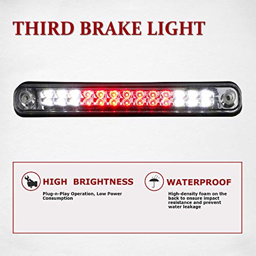 Bomusou Fit for Silverado (94-98), for Blazer (92-93), for Chevy/GMC C/K 1500 2500 3500 (1988-2000) High Mount LED 3rd Brake Light (Chrome Housing Clear Lens) - Image 5