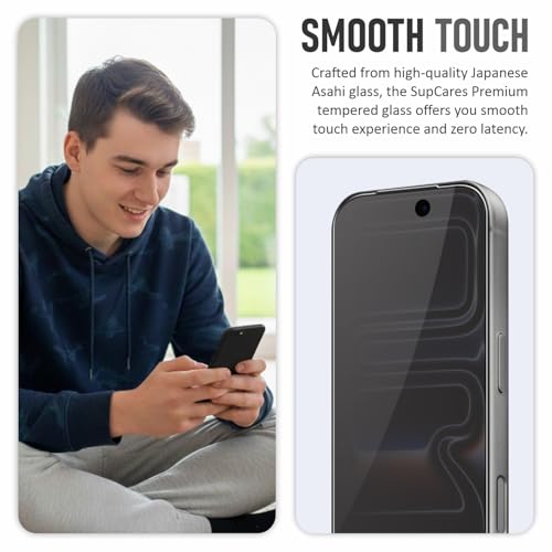 SupCares 360° Privacy Tempered Glass for iPhone 17 Pro (6.3 Inch) With Installation Kit | Military-Grade Gorilla Screen Protector | Edge to Edge Coverage | Black - Image 5