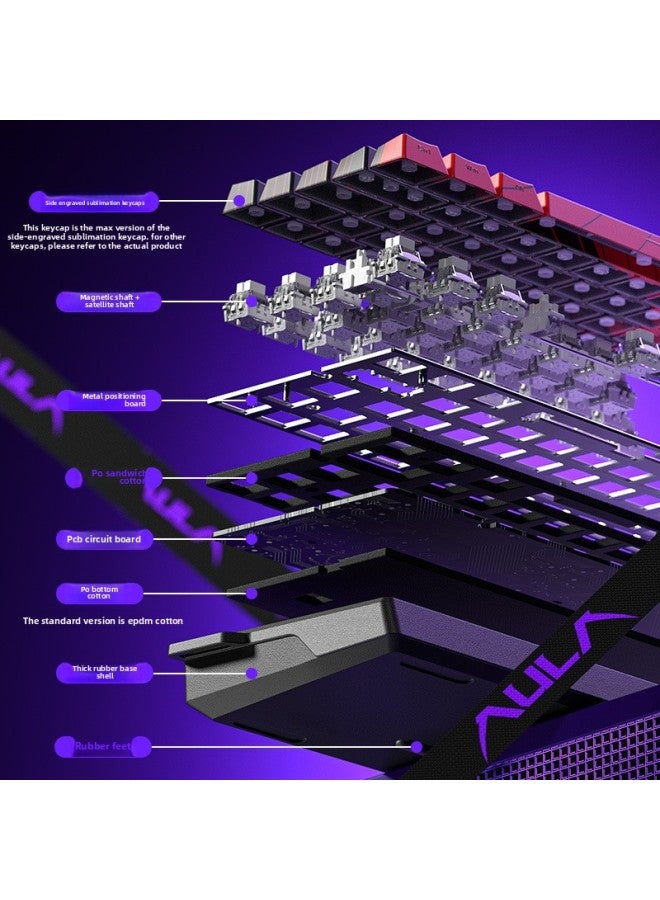 Tarantula WiN60/68HE Magnetic Axis Mechanical Keyboard RT Electric Competition Game FPS FPS Fearless Contract Customized Cable RGB-Color:【60he-pro Version + Mushan Purple Side Engraving】-xingyi Magn - Image 5