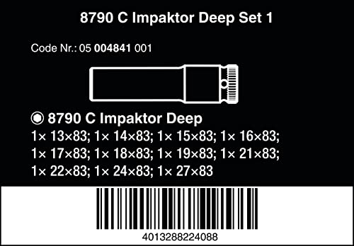 Wera 05004841001 8790 C Impaktor Deep Set 1 Socket Wrench Insert Set 11 Pieces - Image 3