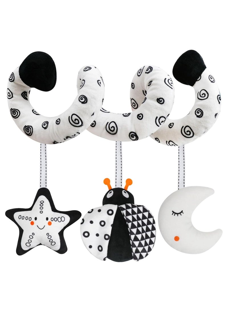 Baby Spiral Hanging Stroller and Car Seat Toys Black and White High Contrast Sensory Toy Newborn Plush Activity Toys Party Favors Quality Gifts for Baby Shower Easter Basket Stuffers -Bug  - Image 1