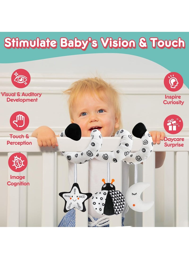 Baby Spiral Hanging Stroller and Car Seat Toys Black and White High Contrast Sensory Toy Newborn Plush Activity Toys Party Favors Quality Gifts for Baby Shower Easter Basket Stuffers -Bug  - Image 2