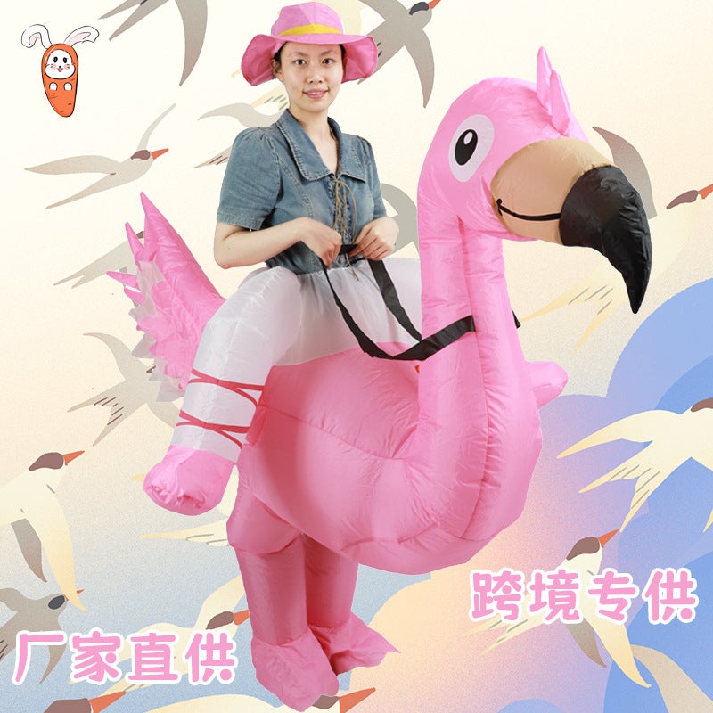 New Halloween Festival Funny Doll Inflatable Clothes Animal Children Mount Pink Flamingo Inflatable Clothes - Image 2