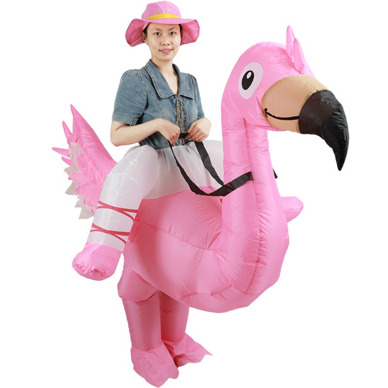 New Halloween Festival Funny Doll Inflatable Clothes Animal Children Mount Pink Flamingo Inflatable Clothes - Image 1