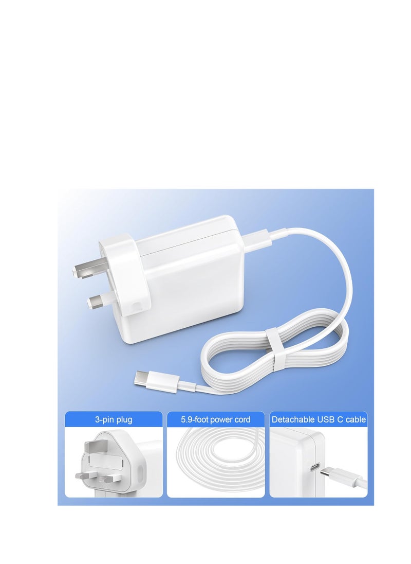 Terabyte - 61W USB C PD Macbook Charger for Macbook Pro/Air 13 inch 2016-2022, iPad Pro 12.9/11 inch, iPhone 16 15 14 Series, A1947 and Other Type C Devices Power Adapter, USB C to USB C Cable Included - Image 1