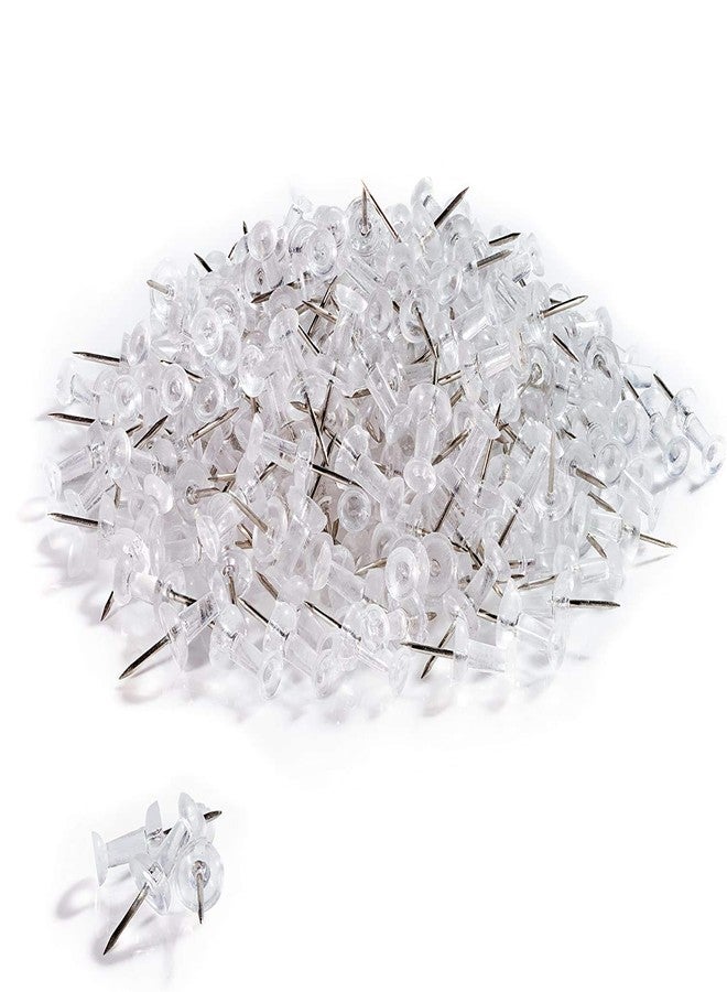 Klingy Push Pins, Thumb Tacks, Sharp Steel Point, 3/8” Long, Perfect for Office, Home, School – 500-Pack (Clear) - Image 1