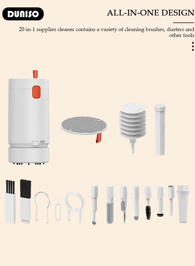 DUNISO 21 in 1 Electronics Cleaning Kit, Multifunctional Cleaning Kit for Keyboard, Portable Cleaning Kit with USB Charging for Computers, Cleaning Soft Brush Tool for Camera and Bluetooth Headset, Cleaner Kit with Dust Absorption Function for All Types of Cell Phones and Computers (Detergent not included) - Image 3
