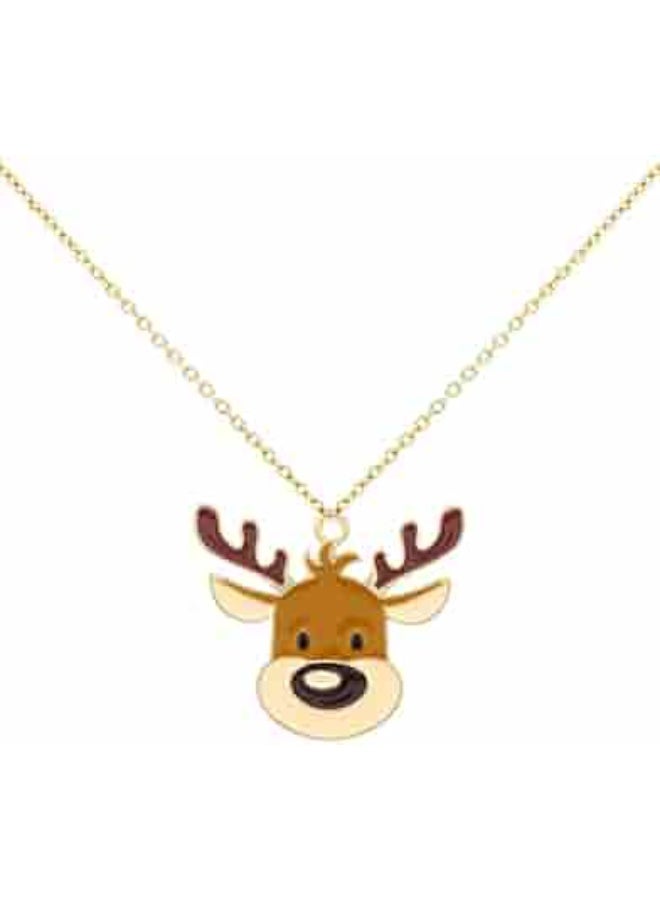 Luxuria Elegant Christmas necklace featuring a snowflake and reindeer design; a beautiful, high-quality, colorful enamel necklace; a perfect Christmas gift for women and girls. - Image 1
