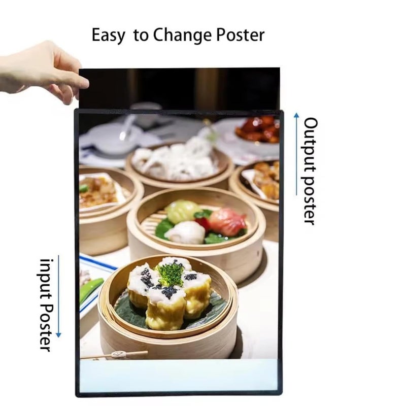 QAILUX LED Lightbox A3 Sizes | Aluminum Frame with Tempered Glass | Advertising LED Screen | Backlit Poster Display | LED Menu Board for Restaurants, Cafes, Cinemas (Silver, A3) - Image 4