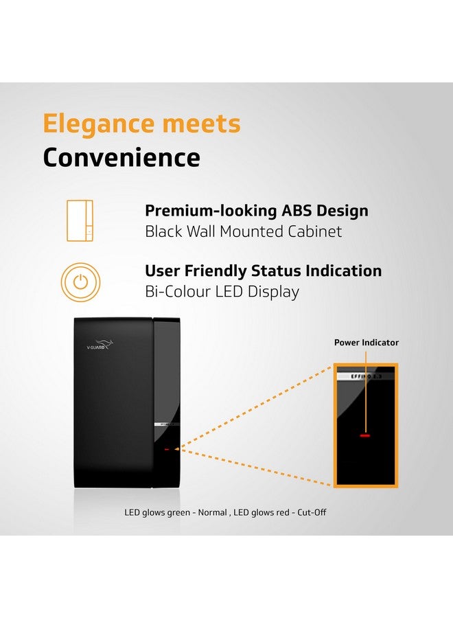 V-GUARD م stabilizer V-Guard Effino 1.3 TV | مناسب للتلفزيونات الذكية حتى 82 سم (32) + جهاز الاستقبال، نظام المسرح المنزلي/وحدة التحكم في الألعاب | سعة 1.3 أمبير | شاشة LED ثنائية اللون | ضمان 2 سنة | أسود - Image 5