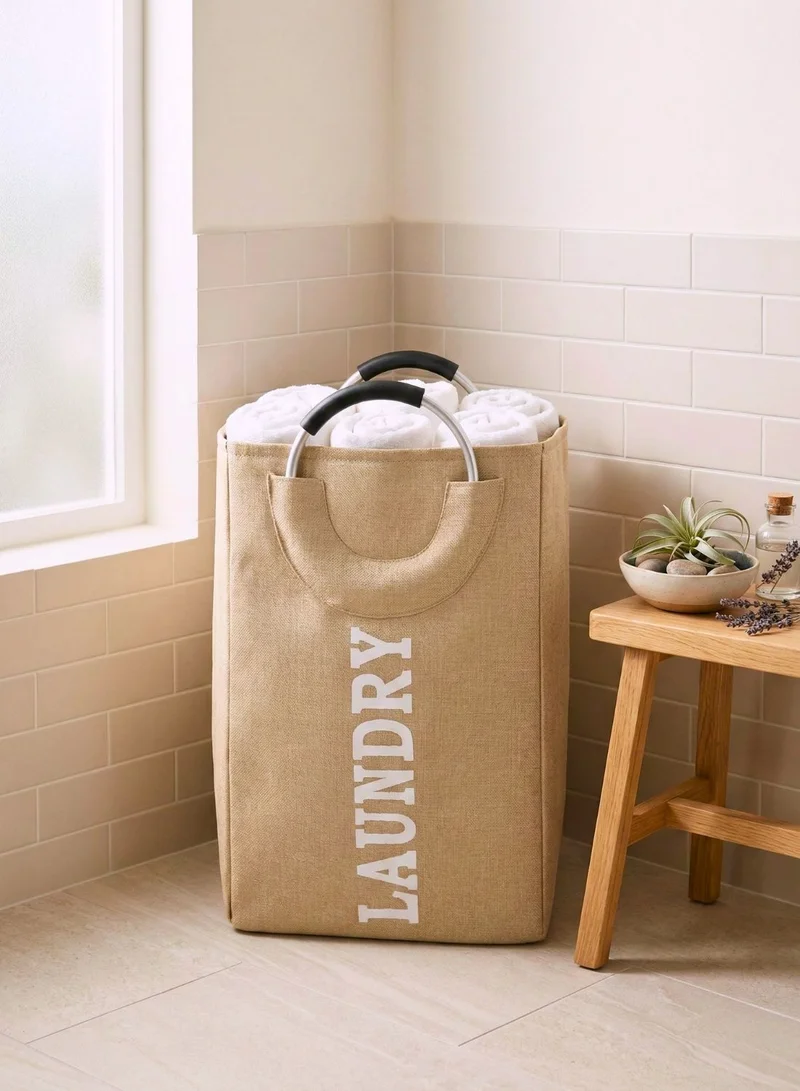 1Chase  Foldable Laundry Basket with Handle, 55L, Large Capacity, Waterproof, Dirty Clothes Storage Bag, Space Saving, Beige  | Best Price UAE