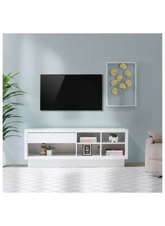 DANUBE HOME Azul TV Cabinet For Up To 65 Inches TV Entertainment Wall Unit Furniture Wooden TV Stand For Living Room Bedroom TV Rack L160xW40xH60 cm White  - Image 1