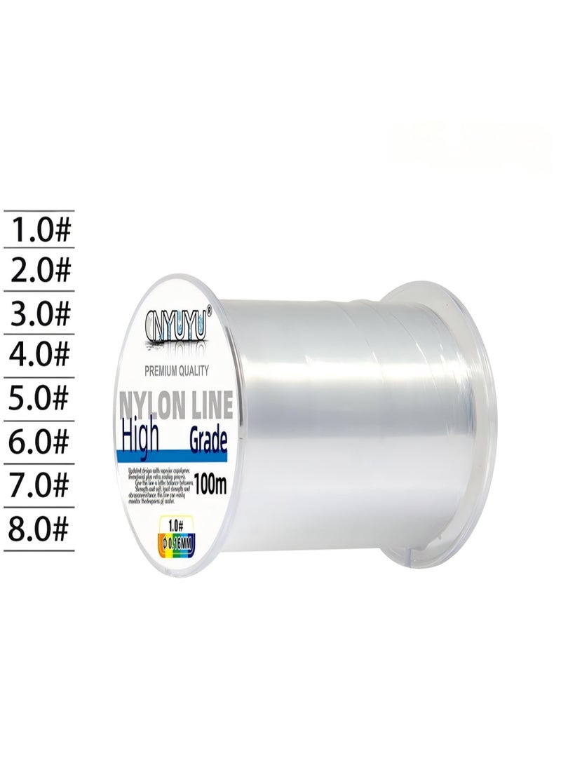 خط النايلون خيط صيد من النايلون بطول 500 متر، سلك أحادي قوي من الفلوروكربون الشفاف، مرن ومقاوم للتآكل، قوة سحب فائقة، مقطوعة للتعليق والديكورات والخرز والحرف اليدوية والطائرات الورقية - Image 1