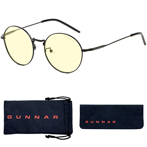 Gunnar Optiks Amber Lens Round Blue Light Blocking, Black, Adult - Image 1