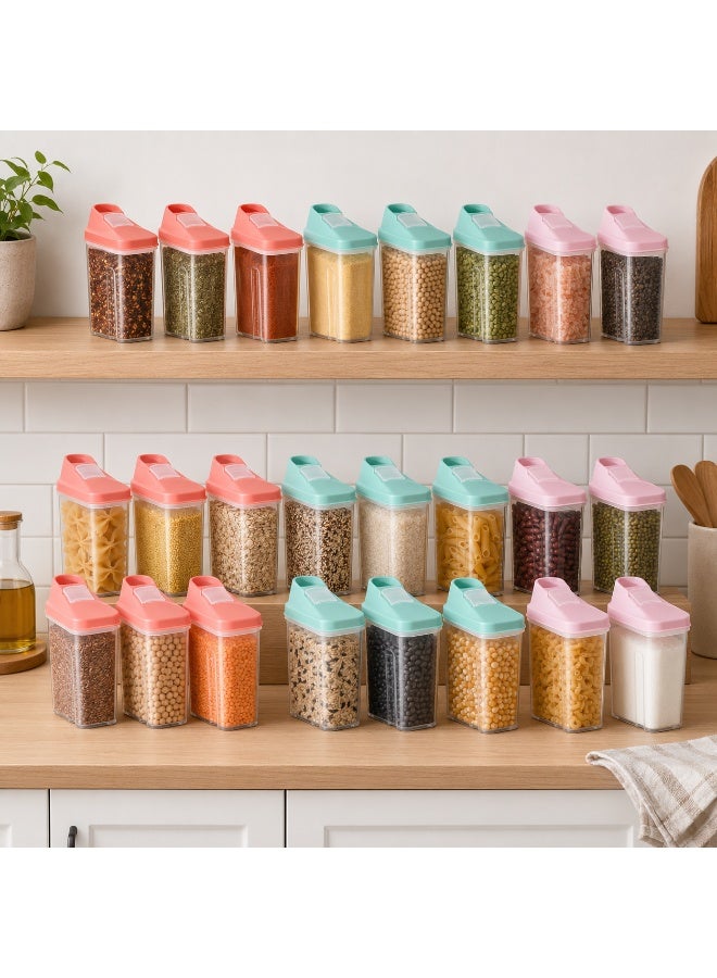 favilla 24-piece plastic spice container set with airtight lids – 250ml capacity – 8 x 5.5 x 12.5cm - Image 1