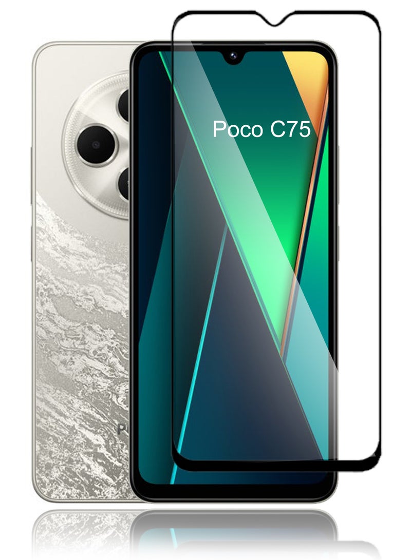 حماية شاشة لهاتف Xiaomi POCO C75 – زجاج مقسى من الحافة إلى الحافة، شفافية عالية، لمسة دقيقة، مضاد للانفجار، حواف سلسة، تركيب سهل - Image 1