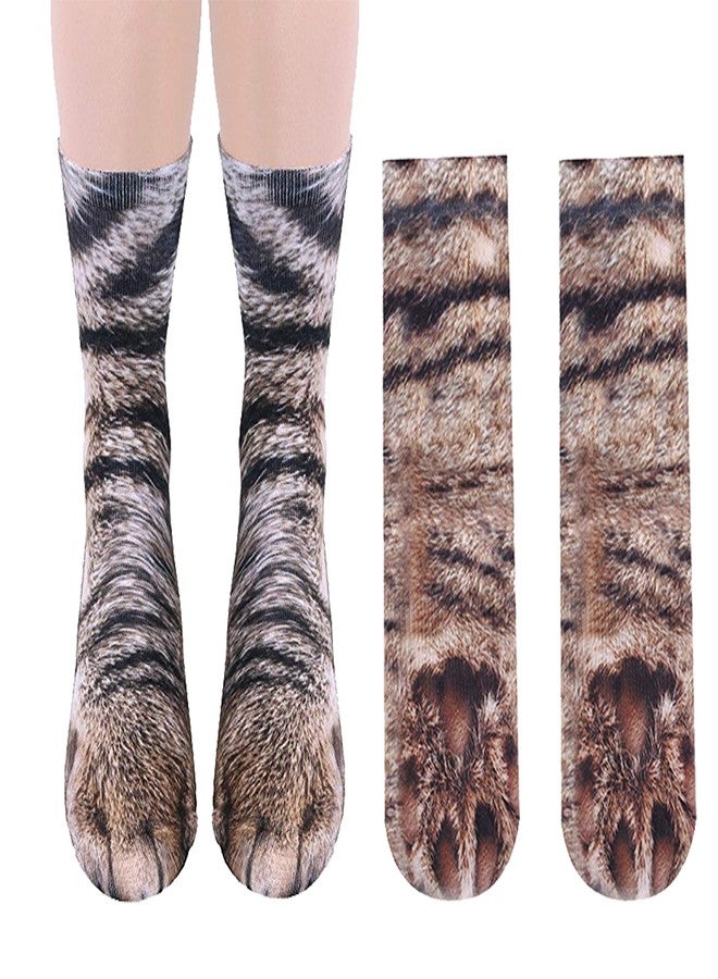 ATROPOS 3 Pair Animal Paw Socks - Unisex 3D Printed Novelty Animal Paws Socks for Men, Women & Kids(Tiger,Aldult) - Image 2