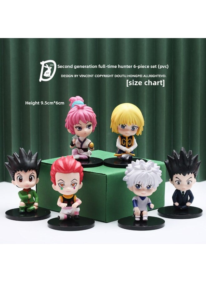 Full-time Hunter Hand-made Q Version Little Jiqi Xisuo Feitan Coola Leather Kama Qilei Ouli Decoration Doll-Color:Second-generation Full-time Hunter 6-Piece Set (PVC)  - Image 1