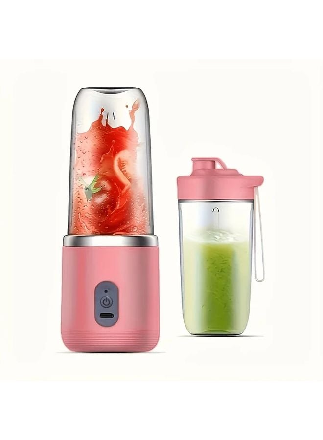 Pink Portable USB Rechargeable Juicer Blender for Fruits Smoothies Travel - Image 1