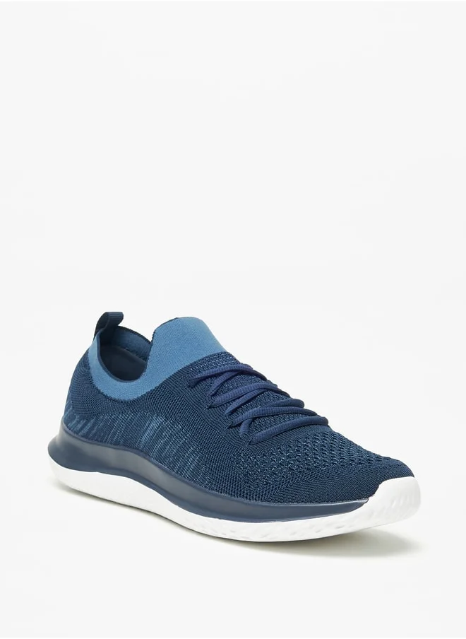 داش Men Textured Slip On Sports Shoes with Lace Detail