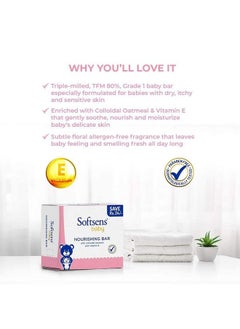 Softsens Baby Nourishing Soap Bar Enriched With Colloidal Oatmeal Shea Butter & Vitamin E I Dermatologically Tested & Paraben Free For Baby Skinpack Of 1 (100 Gms X 3)  - Image 5