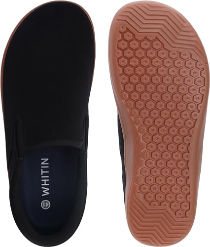 WHITIN Slip on Barefoot Sneakers Men Wide Toe Box Canvas Minimalist Zero Drop Sole Shoes Size 11 Width 11W Classic Walking Outdoor Black Gum 45 - Image 5