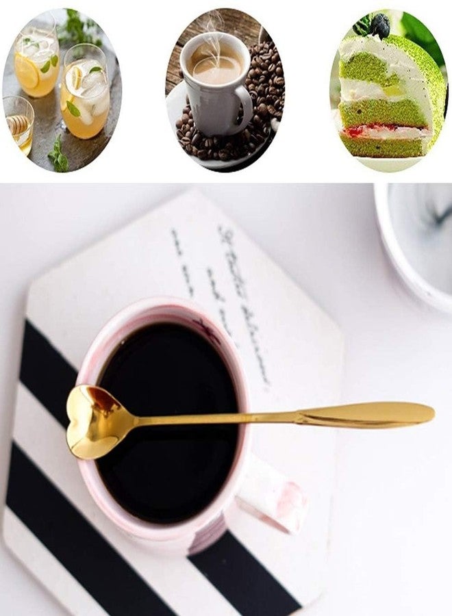Nuvex Premium Golden Coffee & Dessert Spoon Set, 4 Pcs Stainless Steel Flower Shape Cute Gold Cutlery Stir Bar Spoons for Tea, Espresso, Sugar, Ice Cream, Café & Kitchen Tableware, 4 Styles - Image 2
