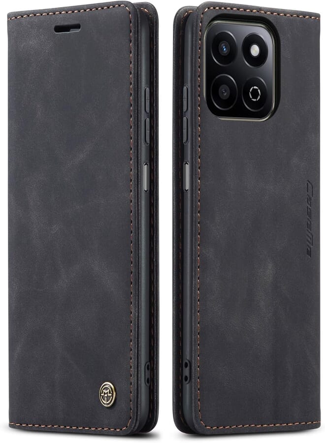 UNBLACK Phone Case Cover Luxury PU Leather Design 013 Flip Cover Card Slot Holder Cover Compatible with Honor X7C / Honor 200 Smart (Black)
