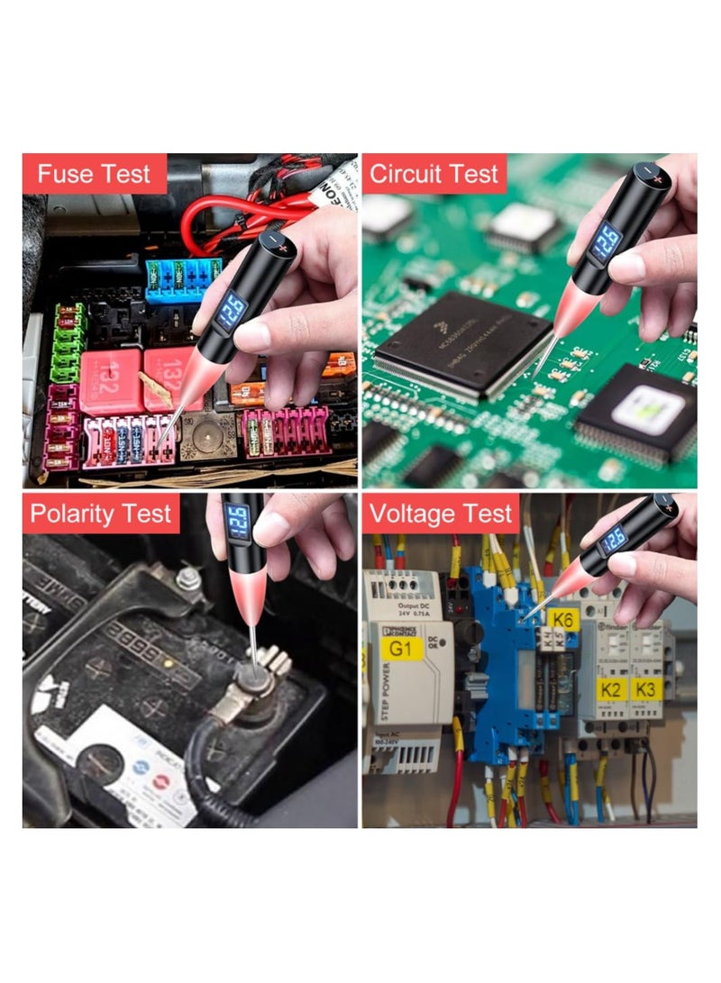 Loquat Auto LED Test Light, 5-30V Digital Display Fuse Tester, Heavy Duty Circuit Tester with Polarity Indicate, and Extended Spring Wire Car Repair Diagnostic Tool, Car Truck Low DC Voltage Light Tester - Image 5