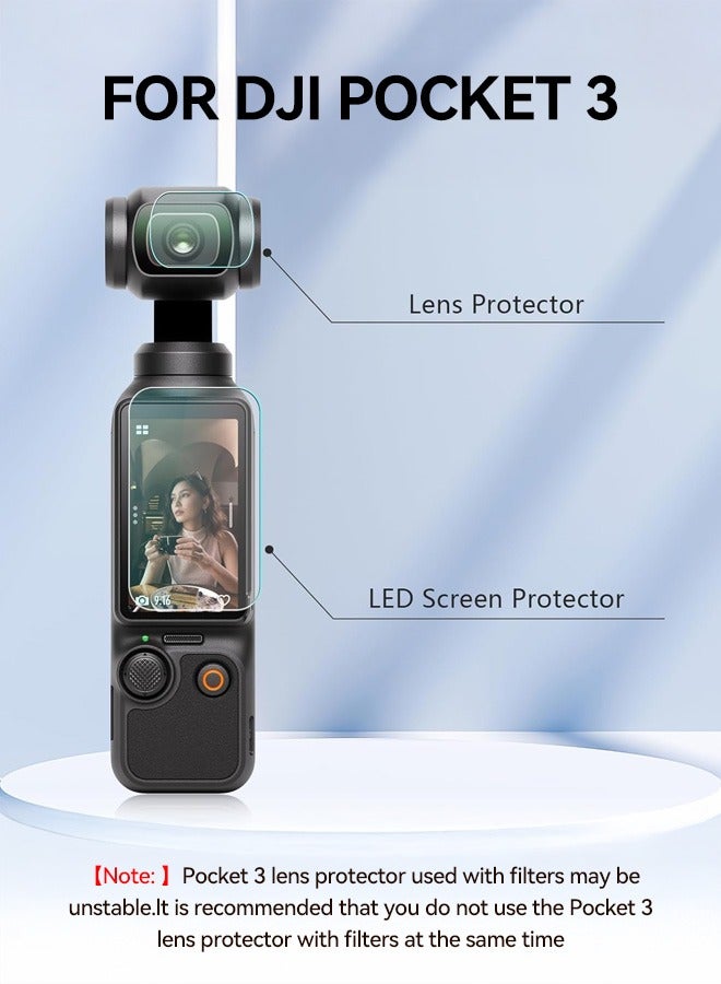 Tersely [2 Set 4 Pcs] Screen Protector for DJI Osmo Pocket 3, Tempered Glass Screen Protector Front Lens Camera + Screen Protector Film for DJI Osmo Pocket3 (2023 Released) - Image 3