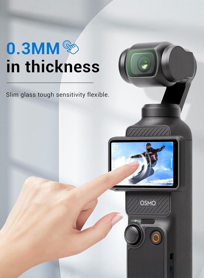 Tersely [2 Set 4 Pcs] Screen Protector for DJI Osmo Pocket 3, Tempered Glass Screen Protector Front Lens Camera + Screen Protector Film for DJI Osmo Pocket3 (2023 Released) - Image 4
