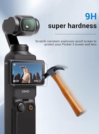 [عبوة 2+2] واقي شاشة من الزجاج المقوى لجهاز DJI Osmo Pocket 4 (صدر عام 2026) / 3 (صدر عام 2023)، غشاء حماية للعدسة والكاميرا لجهاز DJI Pocket 4/3 - view 5