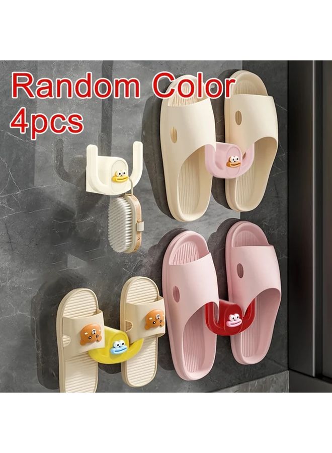 4 Pack Random Color Wall Mounted Slipper Hooks No Drill Adhesive Or Screw Mount Heavy Duty Plastic Hangers - Image 4
