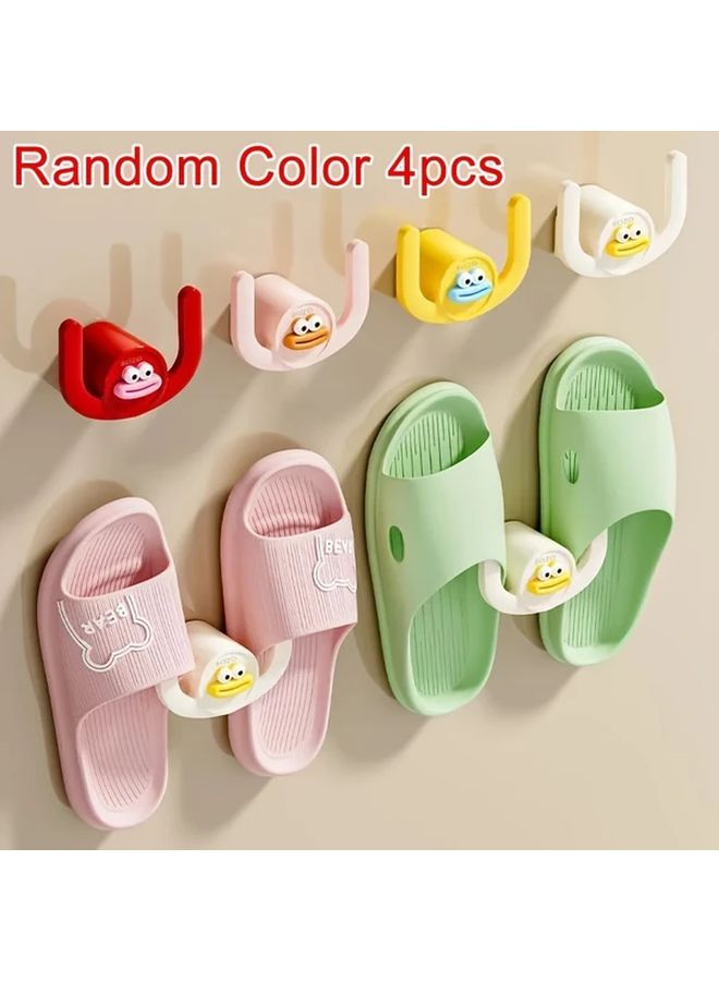 4 Pack Random Color Wall Mounted Slipper Hooks No Drill Adhesive Or Screw Mount Heavy Duty Plastic Hangers - Image 2