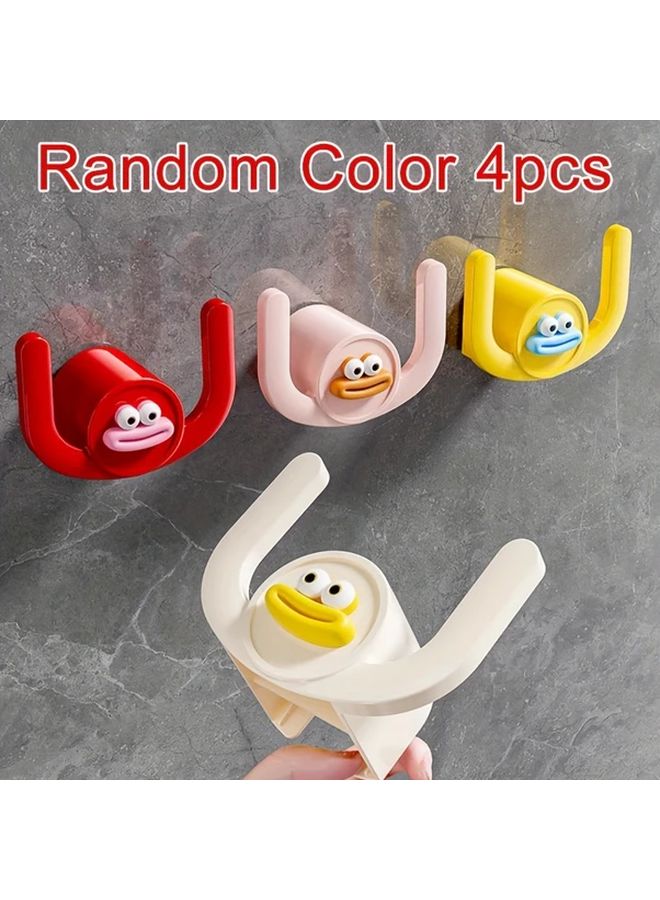 4 Pack Random Color Wall Mounted Slipper Hooks No Drill Adhesive Or Screw Mount Heavy Duty Plastic Hangers - Image 1