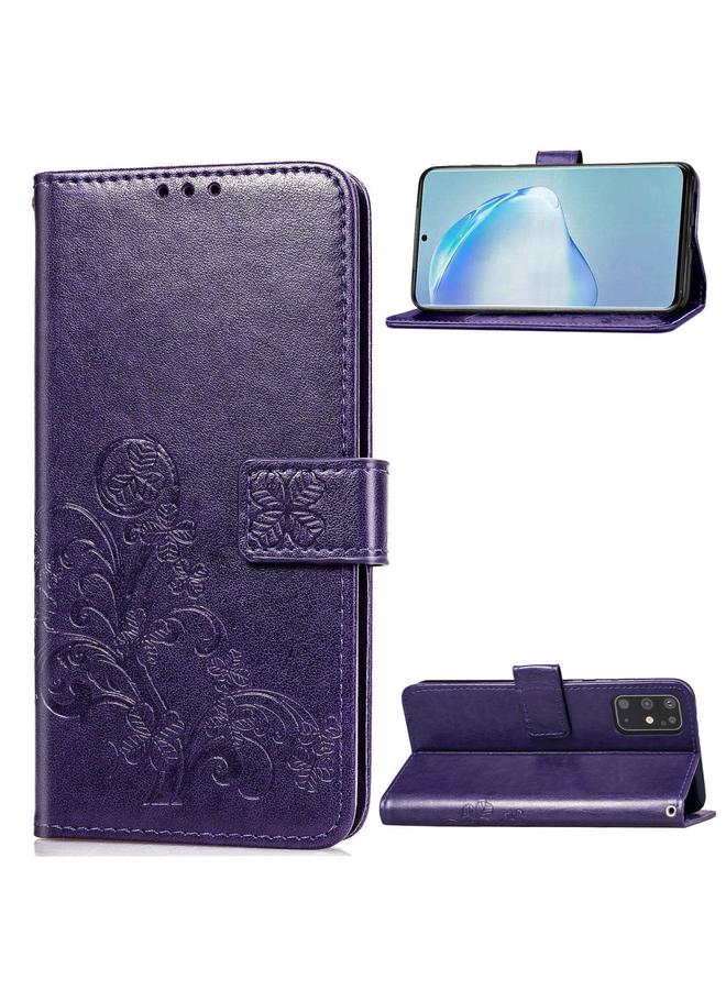 S-TOP Case For Galaxy S20+ Lucky Clover Pressed Flowers Pattern Leather Case with Holder & Card Slots & Wallet & Hand Strap - Image 1