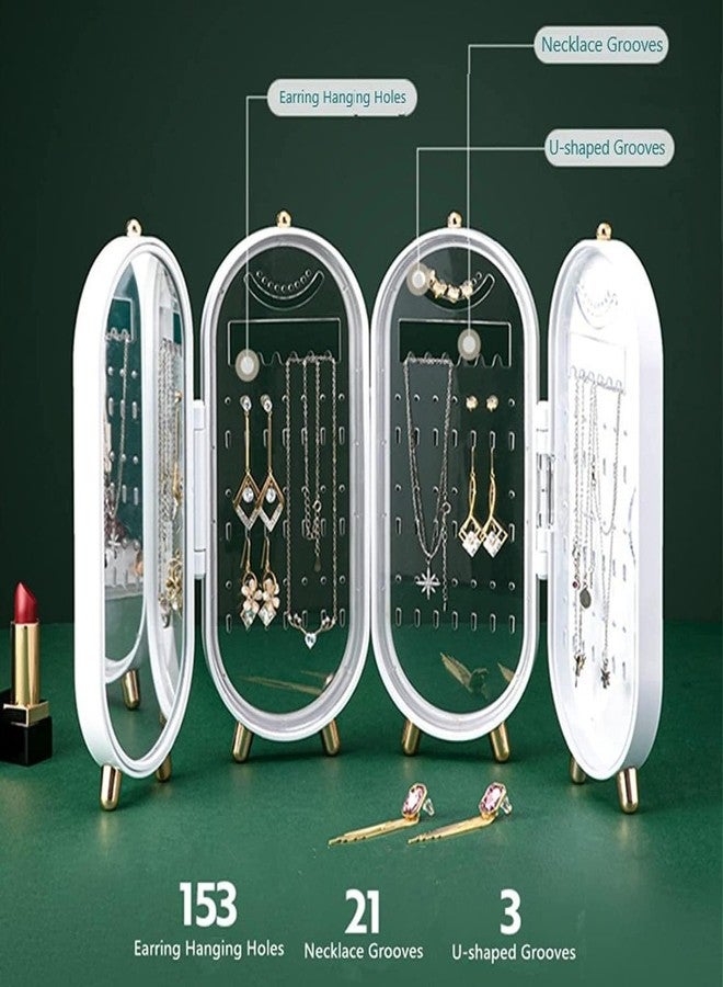 KAPI ZONE Earrings Display Stand Plastic Large Capacity Metal Foldable Dustproof Bracelet Cabinet Necklace Storage Box for Women (Multi-Colour) - Image 4