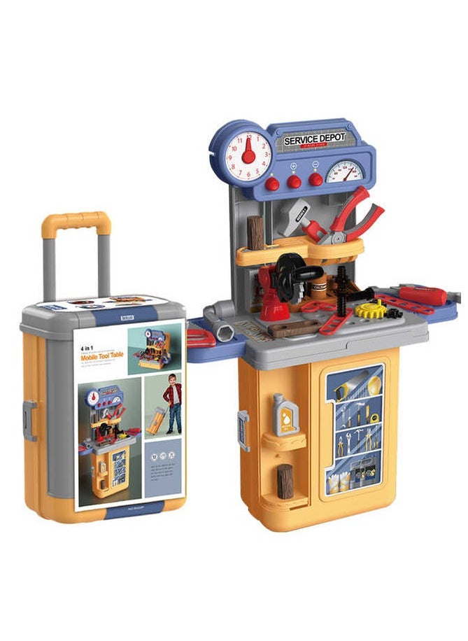 Generic 4 in 1 kid toy tool trolley case table pretend toys house play children plastic interesting tool box toy set for kids  - Image 1