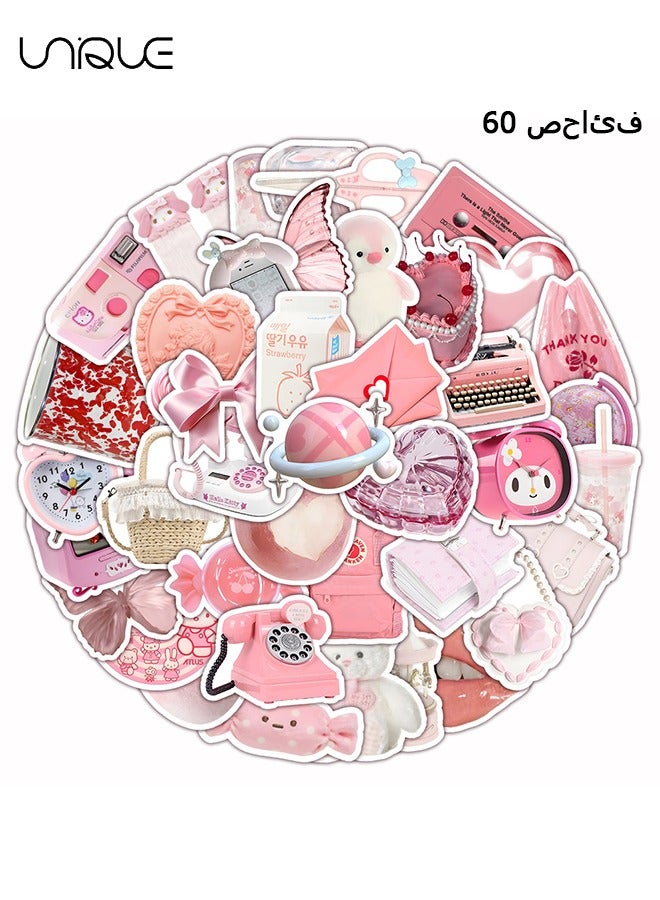 يونيك 60 قطعة من ملصقات السلسلة الوردية - ملصقات فينيل مقاومة للماء لزجاجات المياه كمبيوتر محمول هاتف كمبيوتر غيتار ، هدايا للمراهقين والفتيات والمعجبين - Image 1