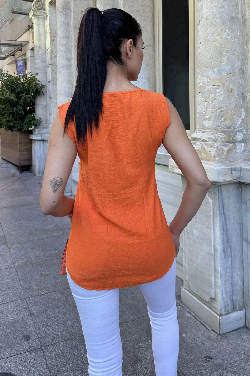 Weshaya بلوزة نسائية برتقالية - Image 3