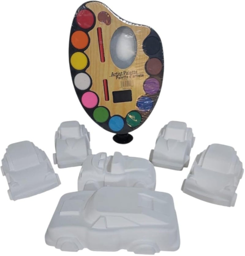 Gypsum Shapes for Coloring (Sport Cars) ‎+12-Color Watercolor Palette + Free Brush. ‎Coloring Activity Combines Creative Play and ‎Developing Learning Skills .‎(6 Shapes)