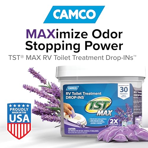 Camco TST MAX RV Toilet Treatment Drop-INs - Control Unwanted Odors and Break Down Waste and Tissue - Septic Tank Safe - Lavender Scent - 30-pack (41553) - Image 2